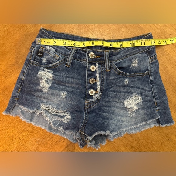 Kancan Button Fly Distressed Raw Hem Denim Cut Off Shorts Size 24 - Picture 7 of 9